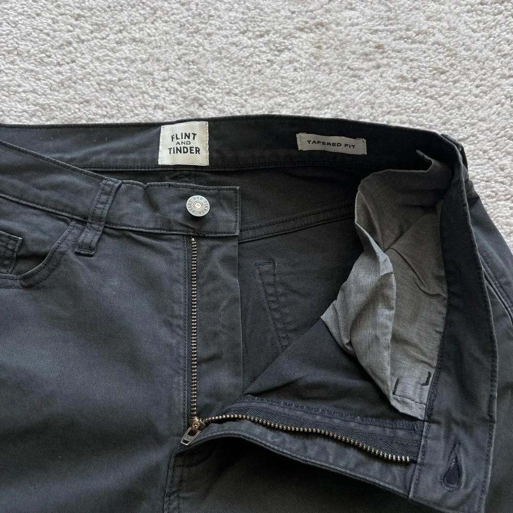 Flint And Tinder Pants Mens 30x30 Gray Slim Tapered Chino Stretch Casual